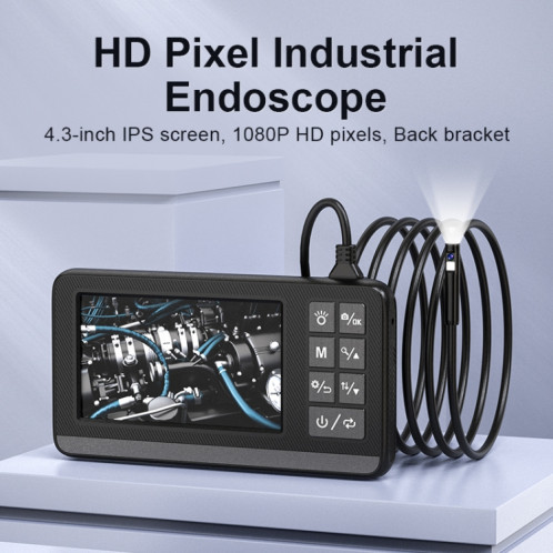 Endoscope de pipeline industriel à double lentille P005 de 8 mm avec écran HD de 4,3 pouces, spécification : tube de 1 m SH44011081-08